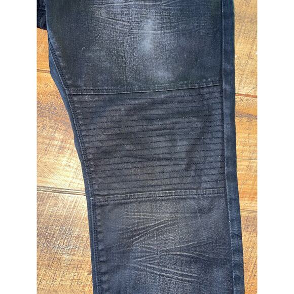 Mens Akoo Black Moto Studded Zipper Biker Goth Rock Relaxed Jeans Size‎ 40 - Picture 3 of 13